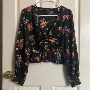 Floral hook & eye top